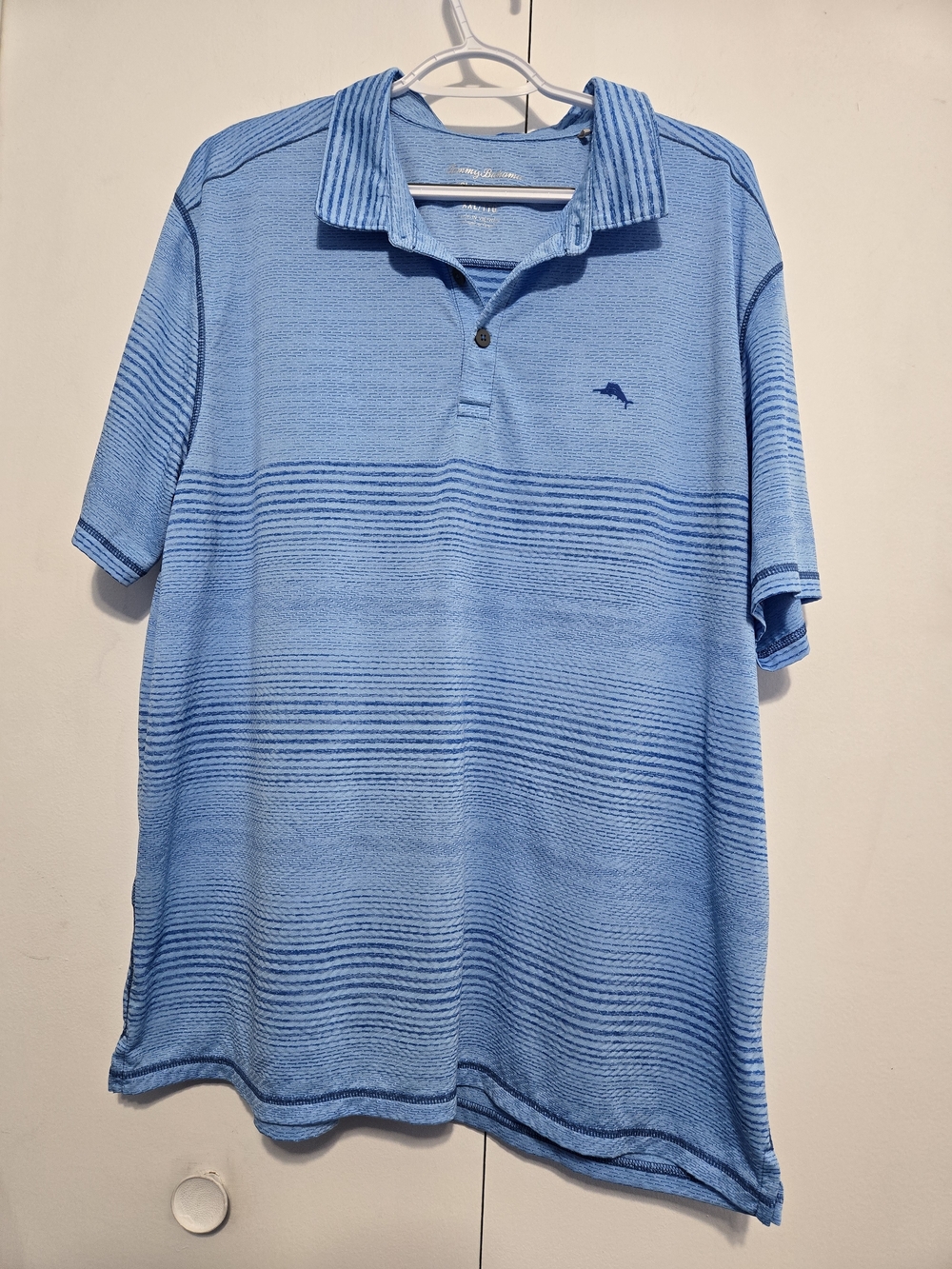 Tommy Bahama IslandZone Polo Shirt Men's XXL Blue Striped Performance Golf‎